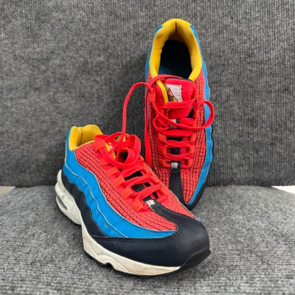Nike Air Max 95 GS Crimson Blue Multi-Color Red Blue Yellow Sneakers Women 8.5 - Picture 2 of 10